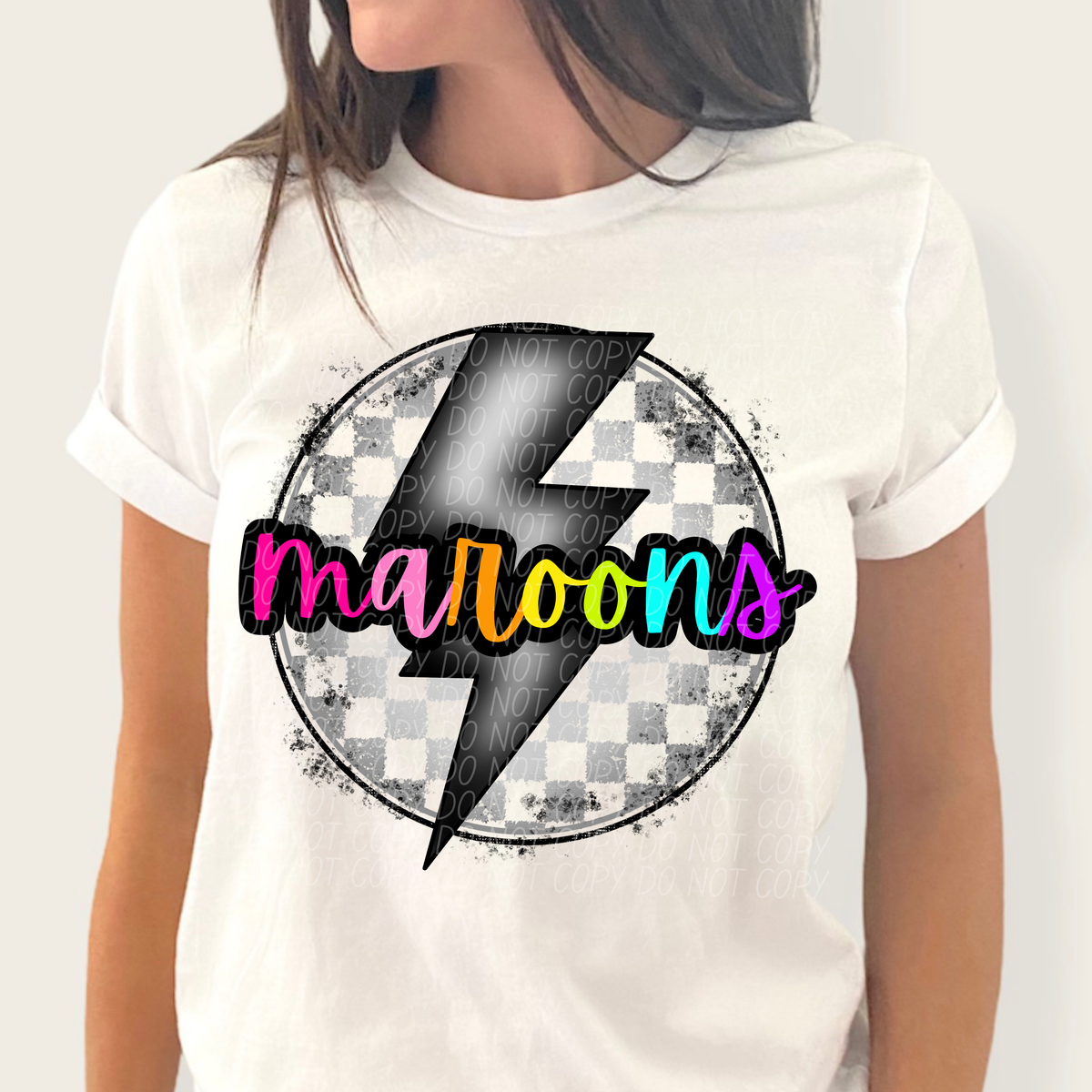 Maroons BRIGHT COLORS FONT lightning bolt circle CITY DTF transfer