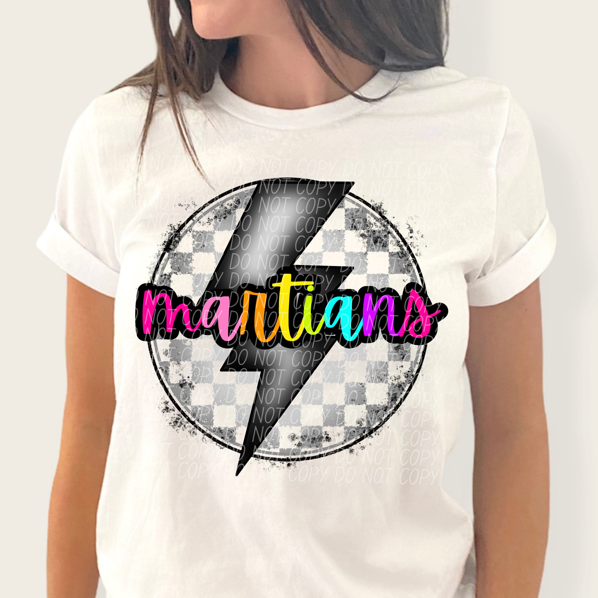 Martians BRIGHT COLORS FONT lightning bolt circle CITY DTF transfer