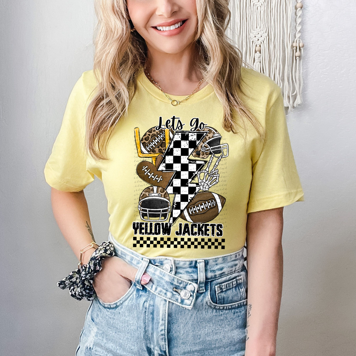 Let's Go Yellow Jackets Mascot 42173 DTF transfer