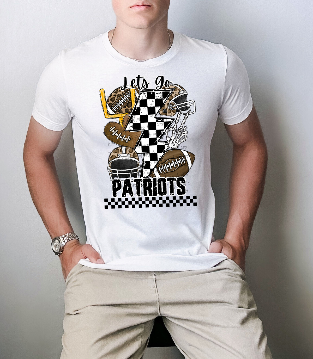 Let's Go Patriots Mascot 42081 DTF transfer