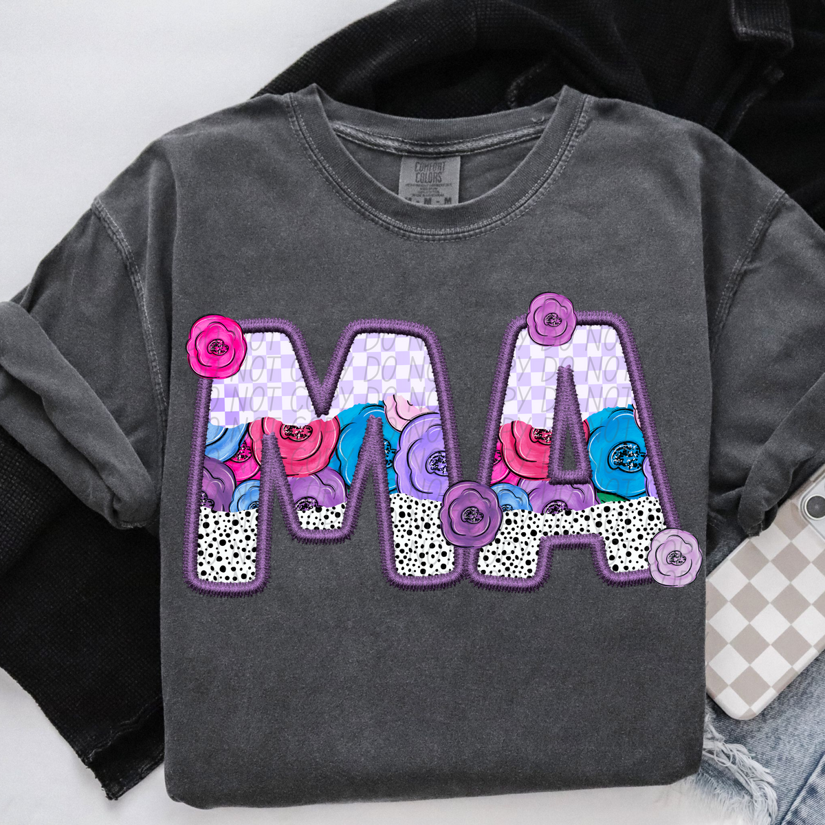 MA purple floral (CITY) DTF transfer