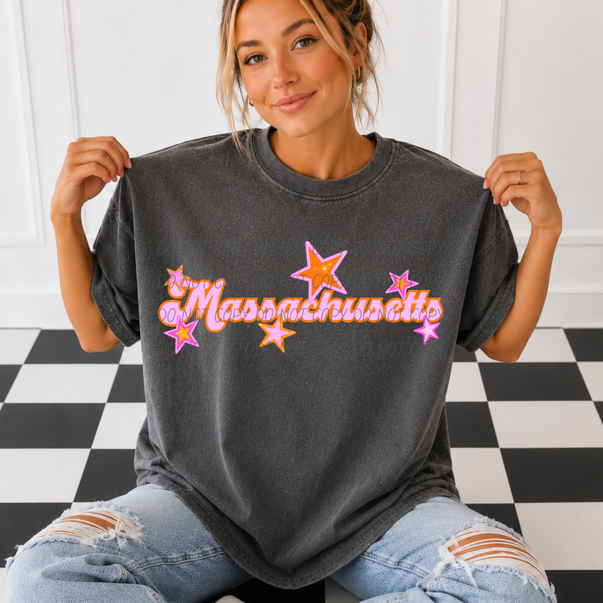Massachusetts pink orange states (City) DTF Transfer