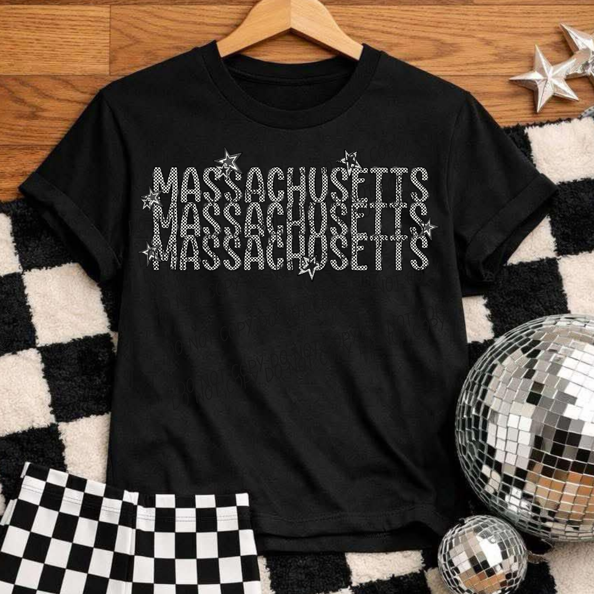 Massachusetts checker star (City) DTF Transfer