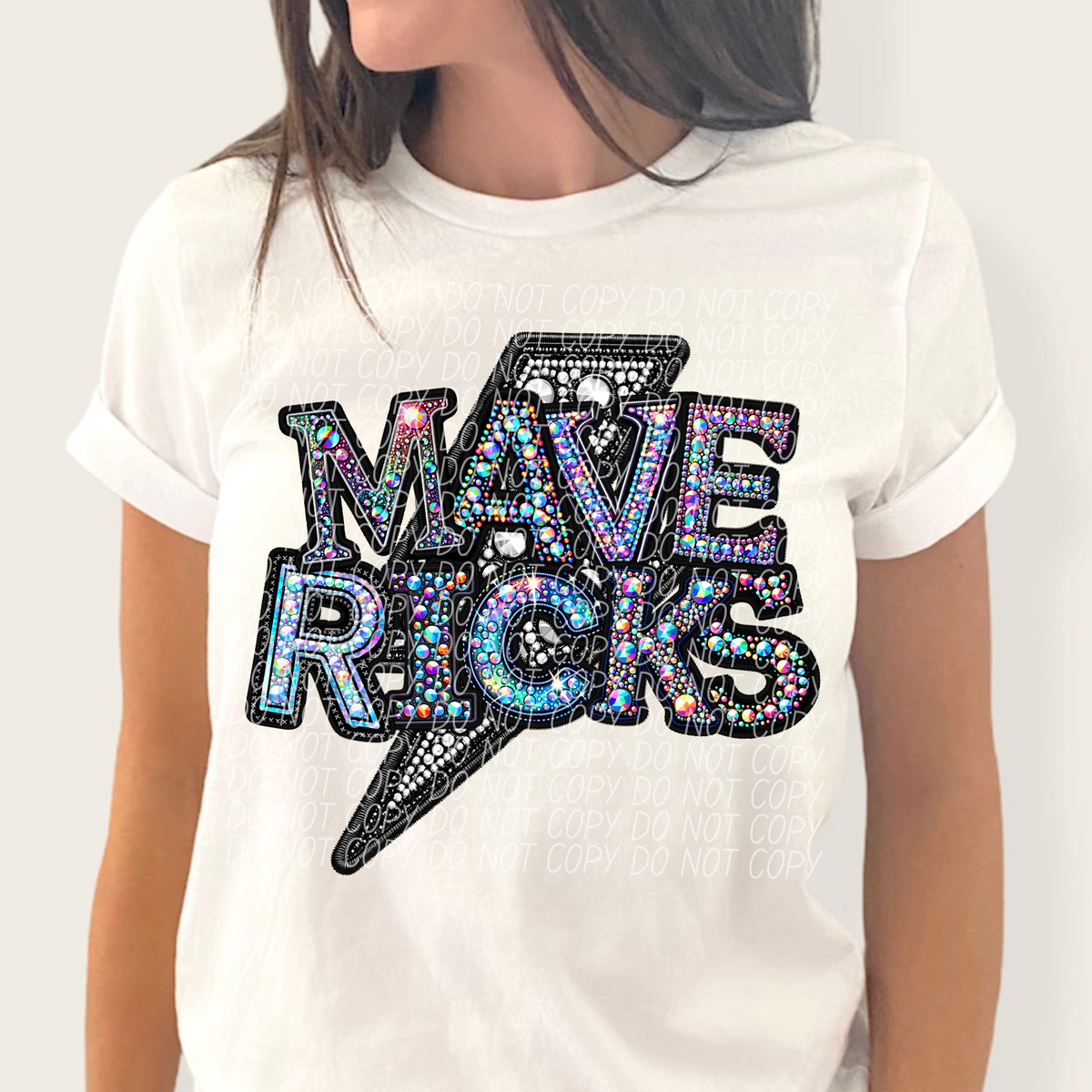 Mavericks lightning bolt rhinestones (city) 45238 DTF transfers