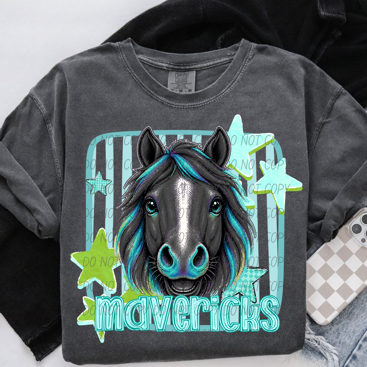 mavericks blue stars and stripes blue font (CITY) DTF Transfer