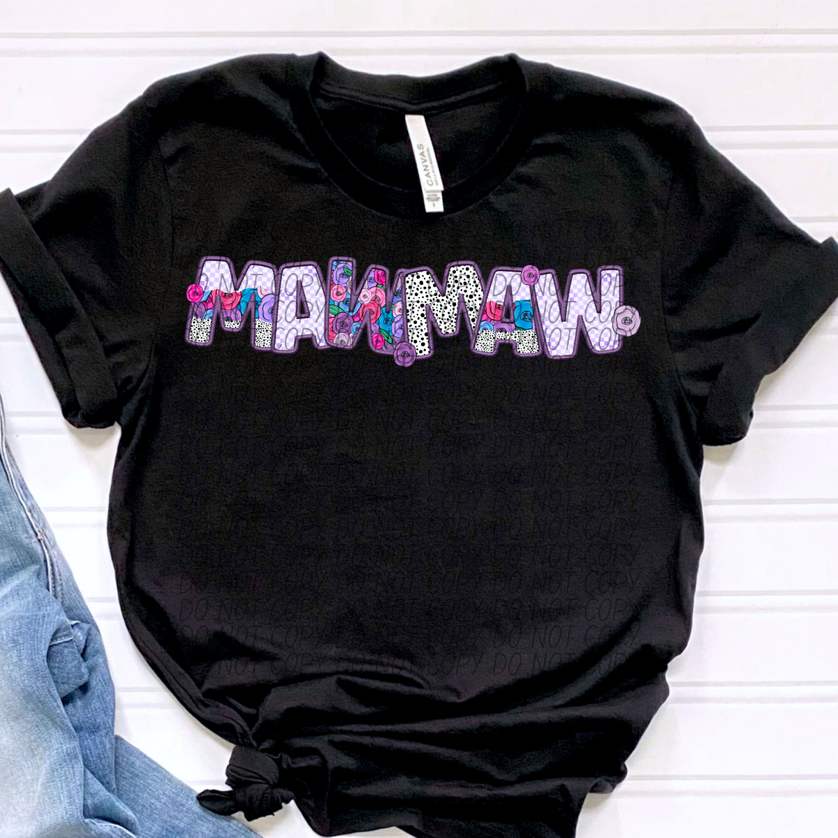 Mawmaw Floral Purple Checkered (CITY) DTF transfer