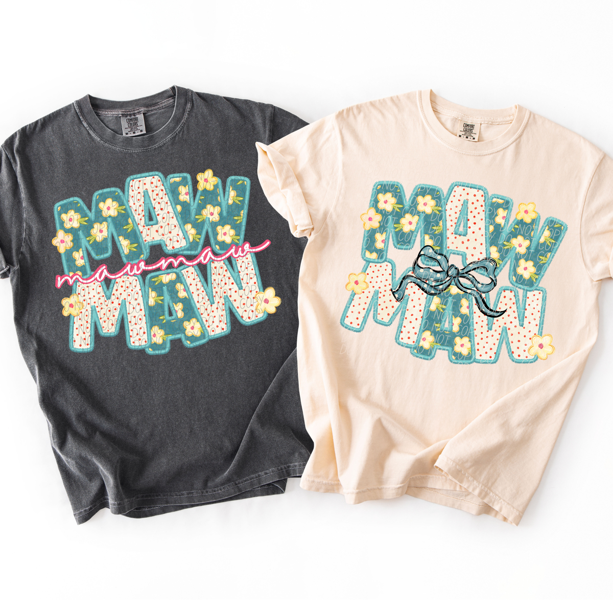Vintage floral Mawmaw (Pink words) (City) DTF Transfer