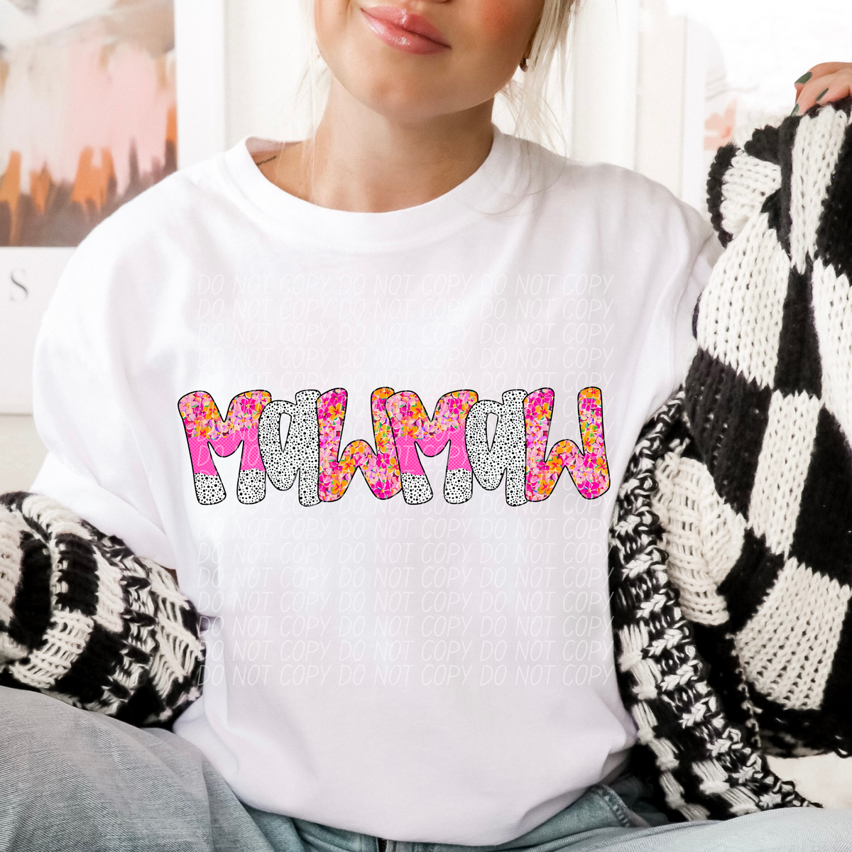 Mawmaw pink floral polka dot (City) DTF transfer