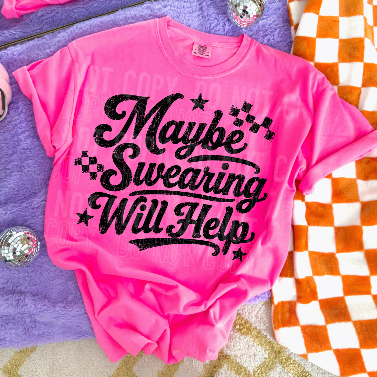 Maybe swearing will help black checkered (SBB) DTF Transfer