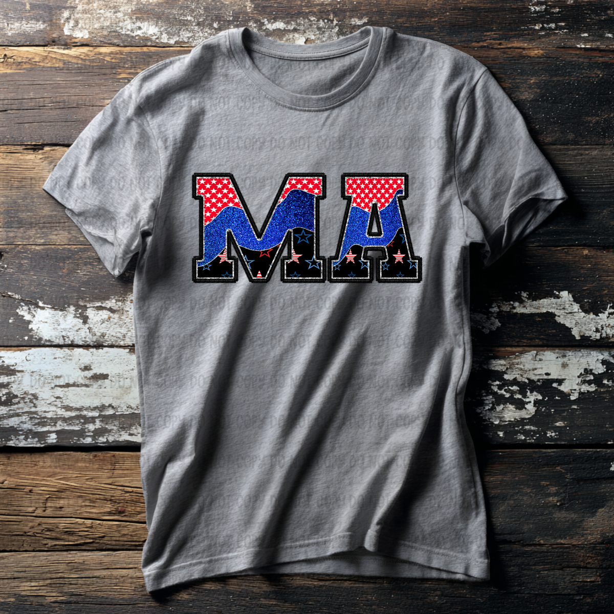 MA (red blue and black filled) (Revel) DTF Transfer