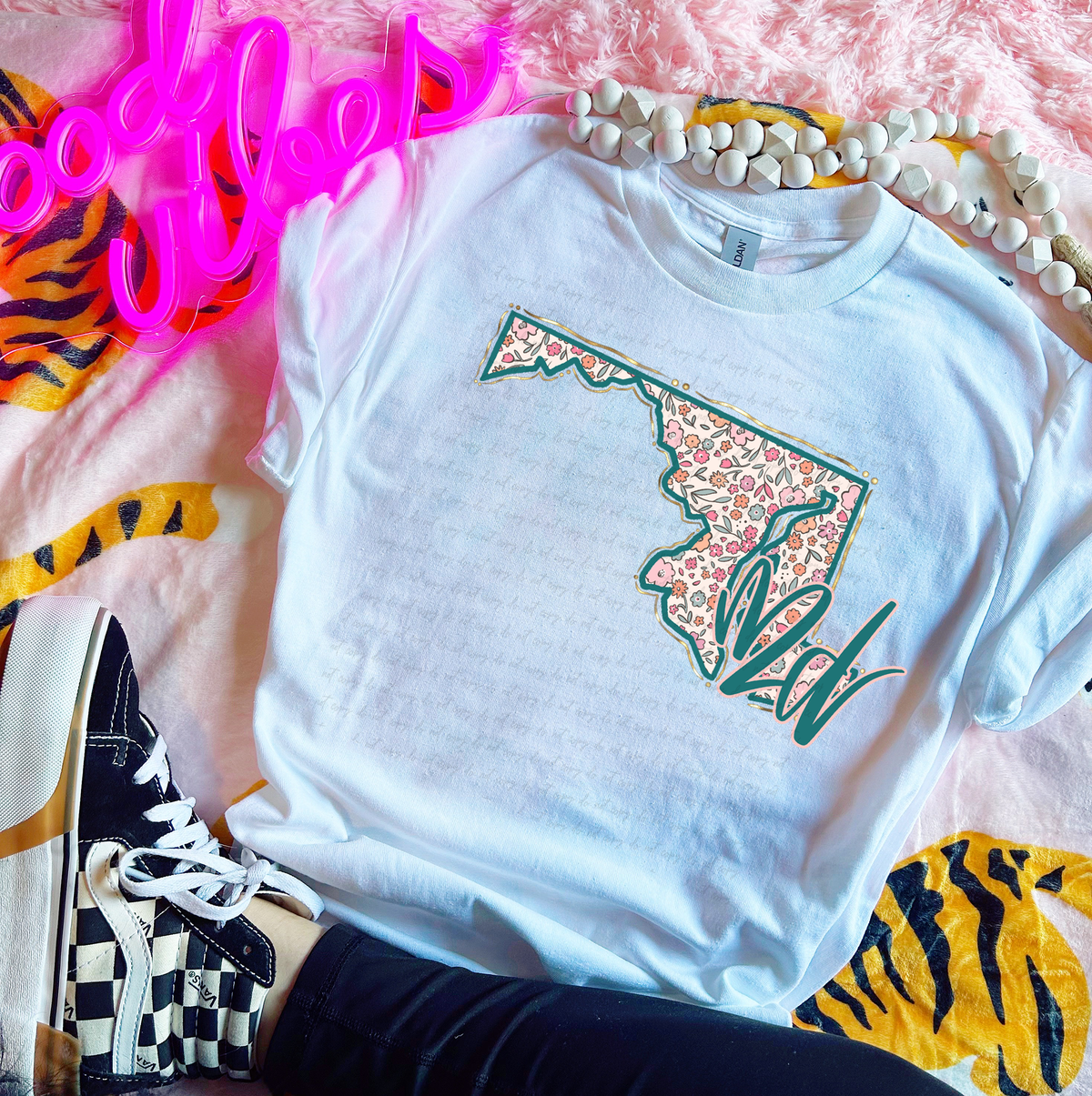 MD Maryland Floral State Gold Outline 110064 DTF transfer