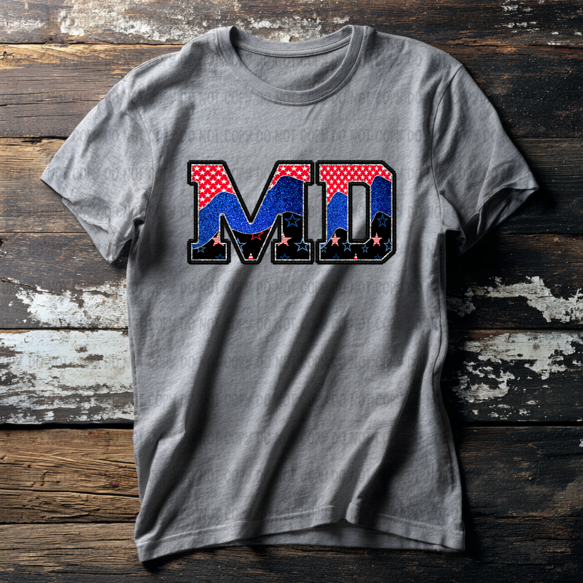 MD (red blue and black filled) (Revel) DTF Transfer