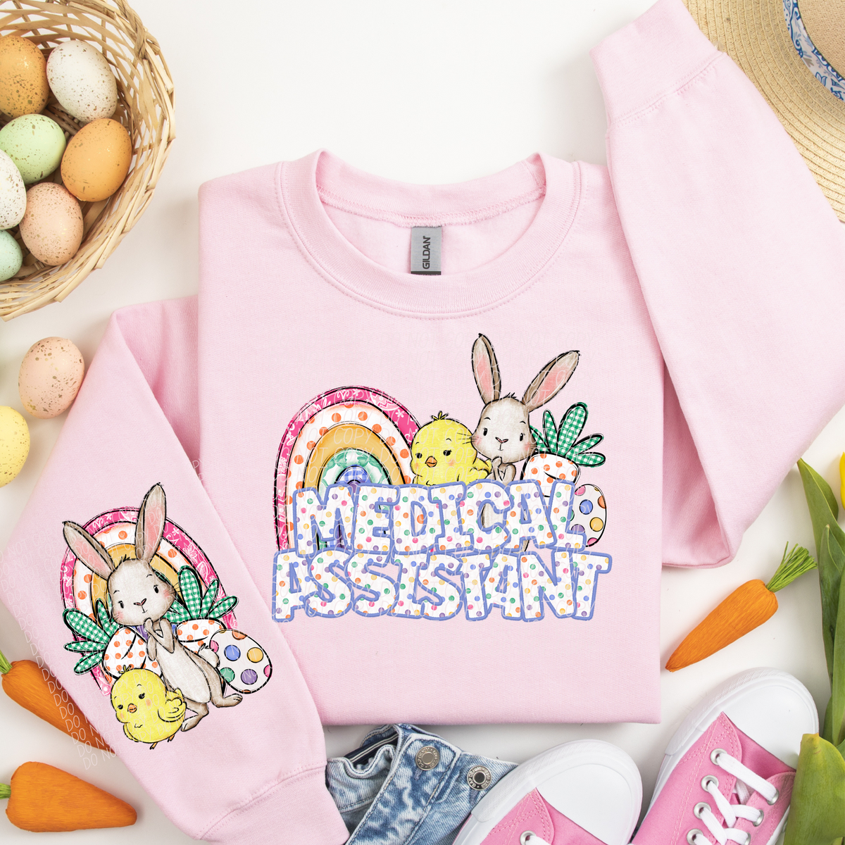 Medical Assistant rainbow chick bunny (CITY) DTF transfer