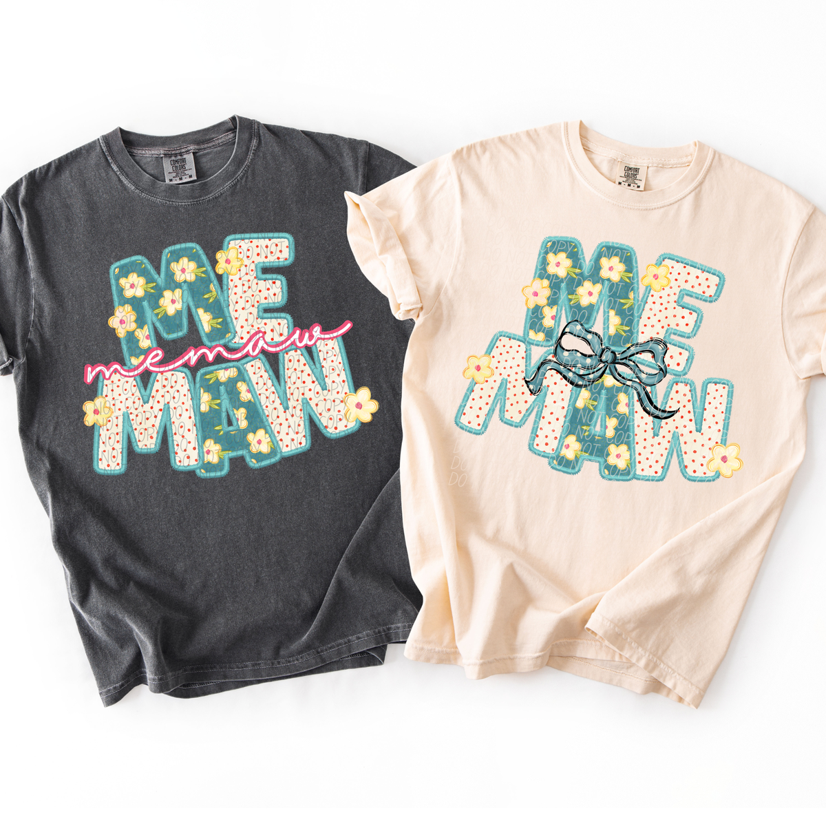 Vintage floral Memaw (Pink words) (City) DTF Transfer