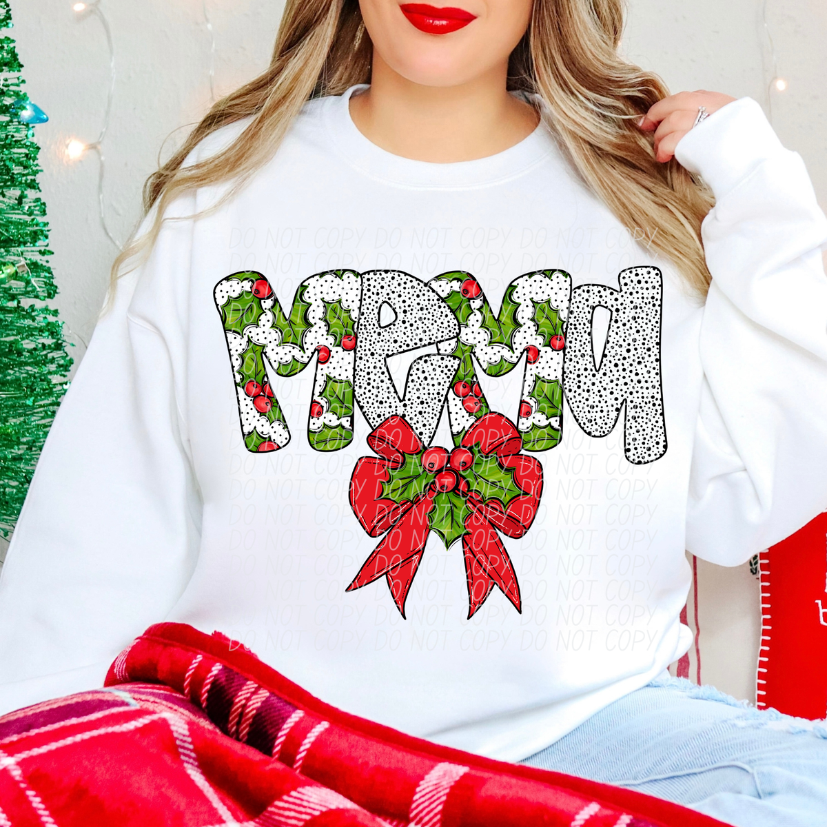 Mema Holly Leaves with Bow (City) DTF transfer