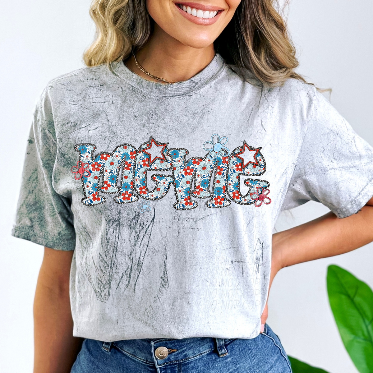 Meme Patriotic Floral Font (City) 102451 DTF transfer