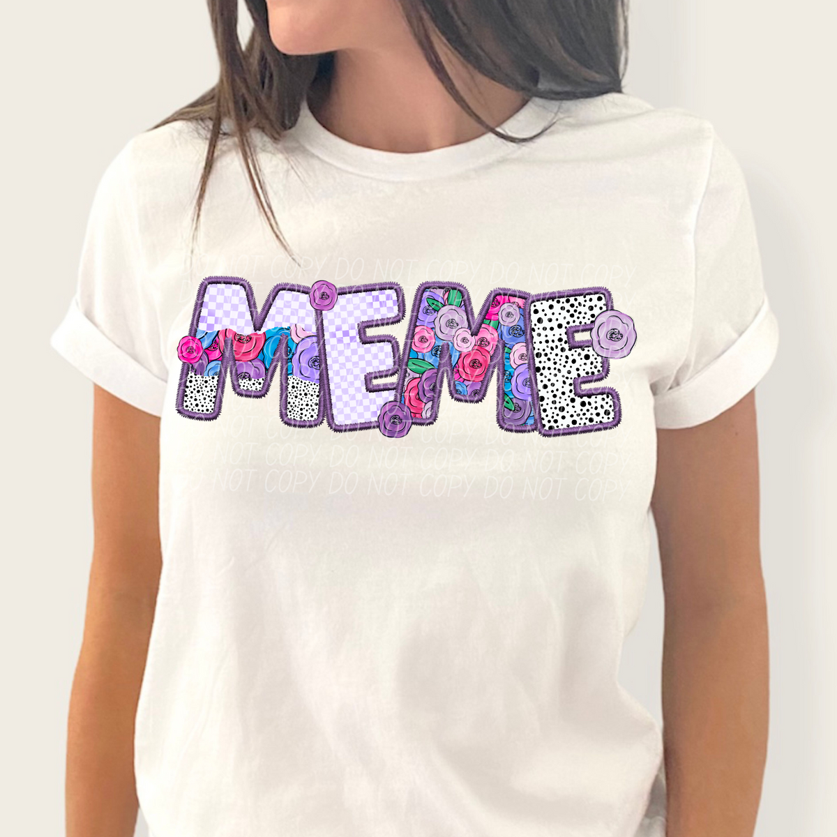 Meme Floral Purple Checkered (CITY) DTF transfer