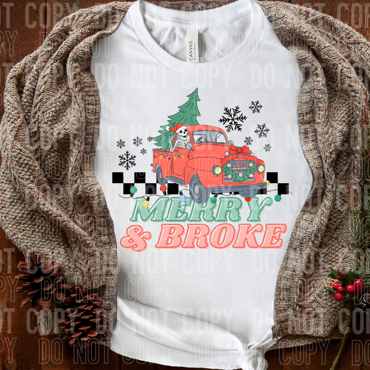 Merry and broke red truck SBB DTF transfers
