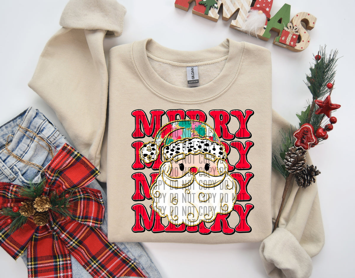 Merry Stacked Santa Head 69166 DTF transfer