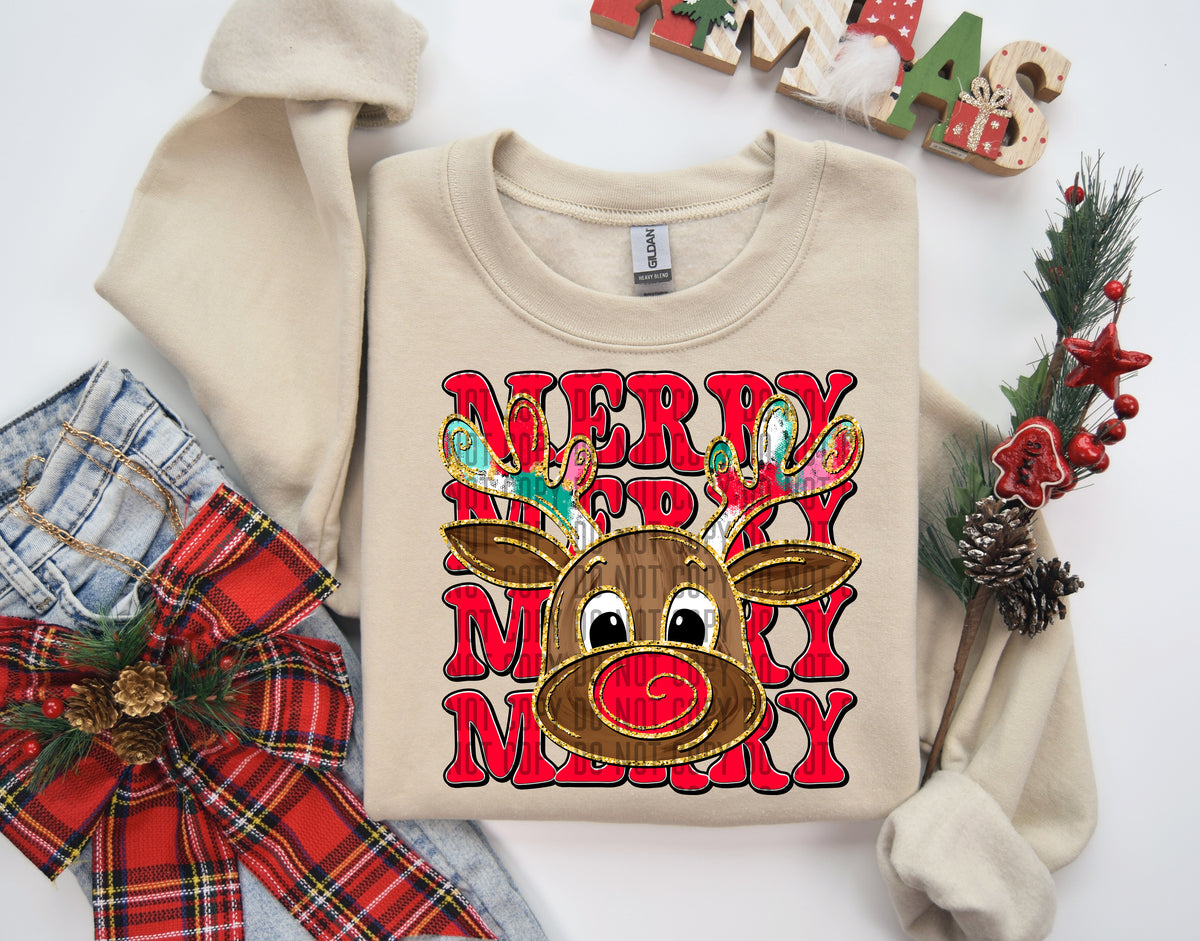 Merry Stacked Reindeer 69172 DTF transfer