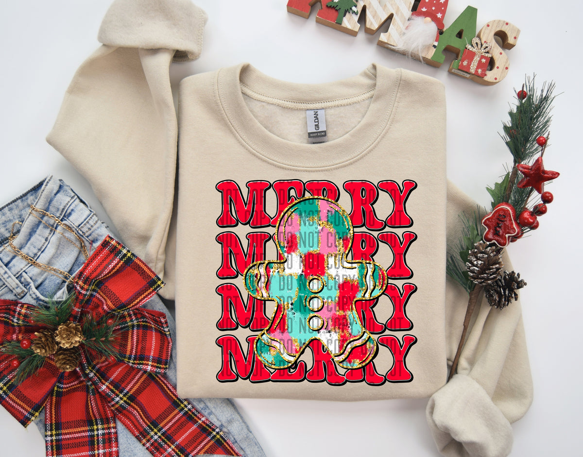 Merry Stacked Gingerbread 69173 DTF transfer