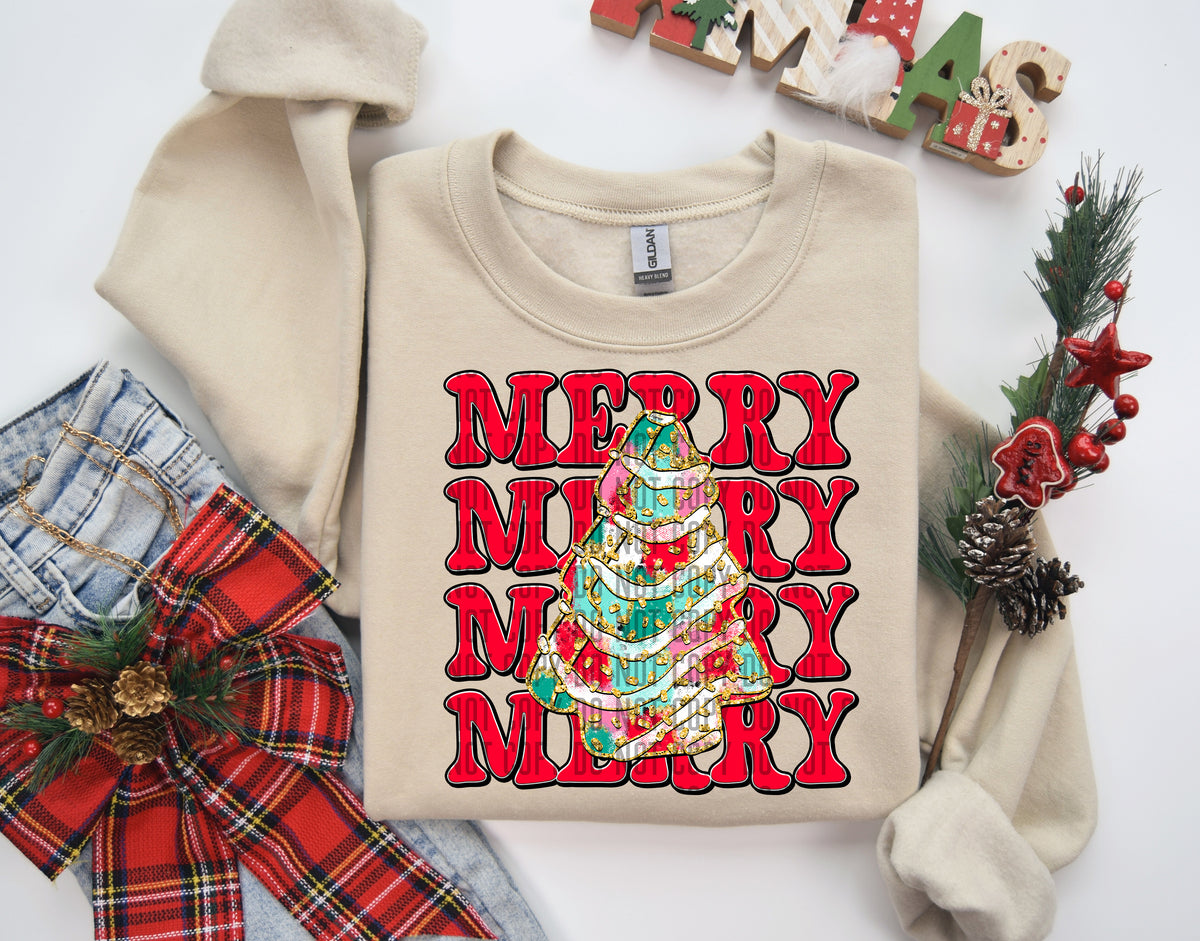 Merry Stacked Christmas Cake 69174 DTF transfer