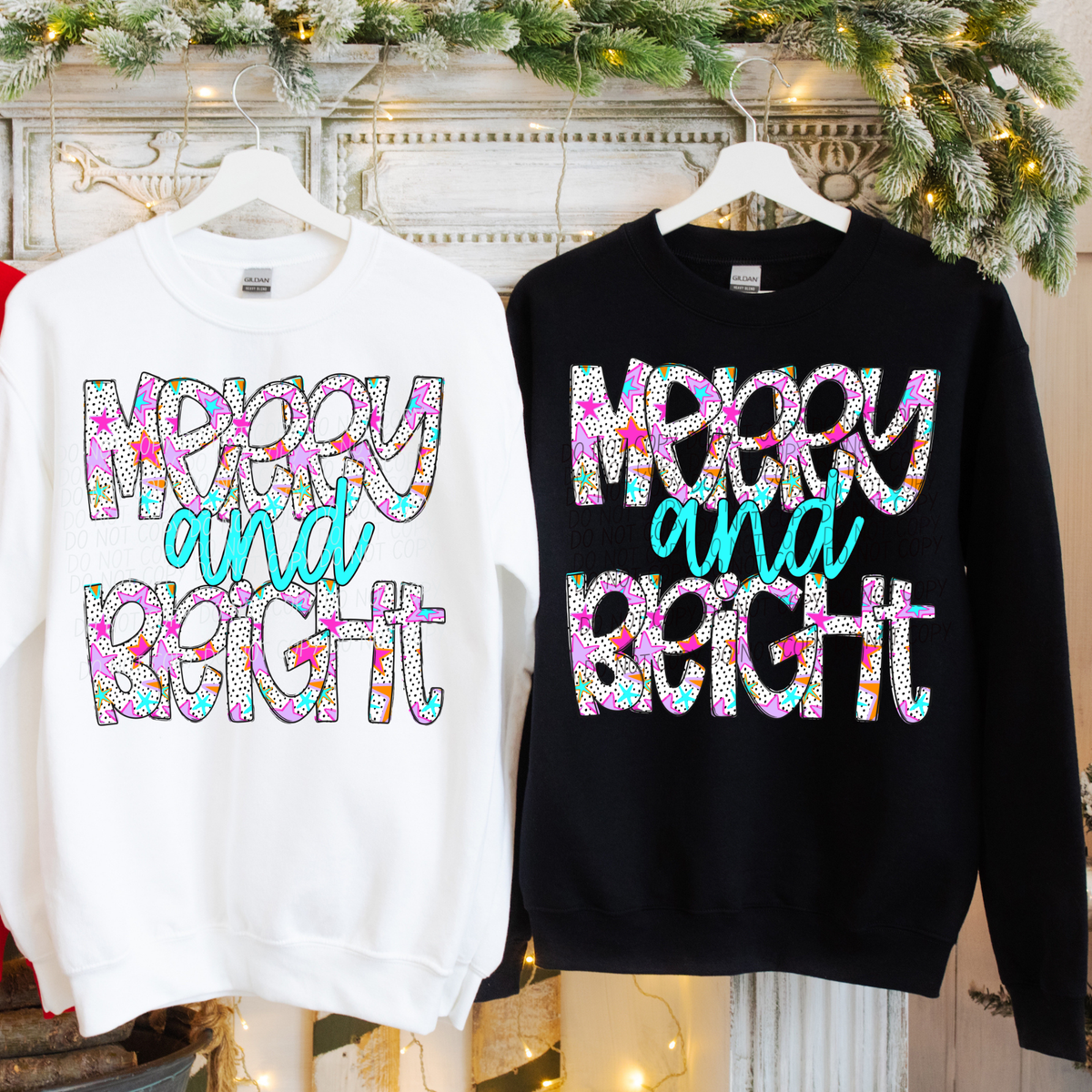 Merry and Bright-Neon Star Font (CITY)DTF Transfer