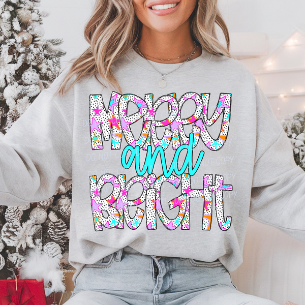Merry and Bright-Neon Star Font (CITY)DTF Transfer