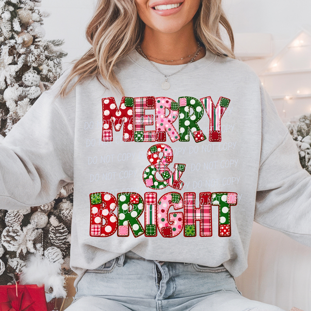 Merry & Bright -Red Green Pink Dot Font (CITY)DTF Transfer