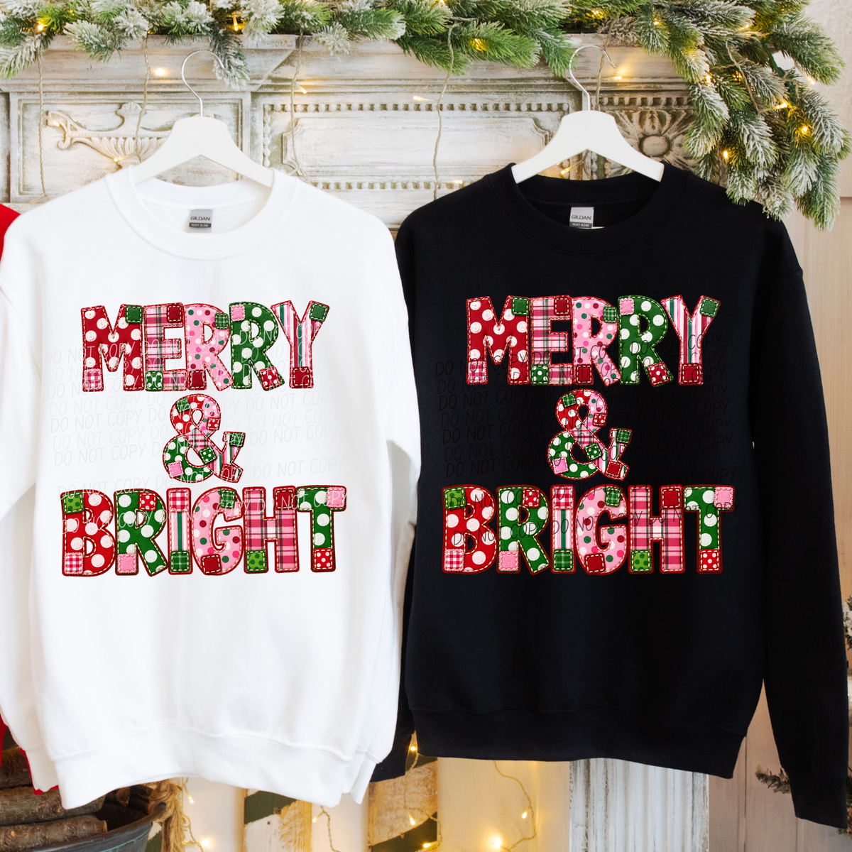 Merry & Bright -Red Green Pink Dot Font (CITY)DTF Transfer