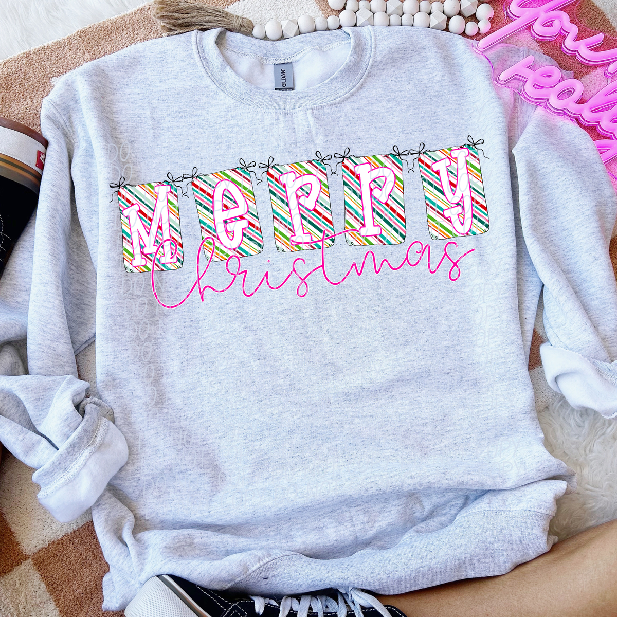 Merry Christmas banner pink (City) DTF Transfer