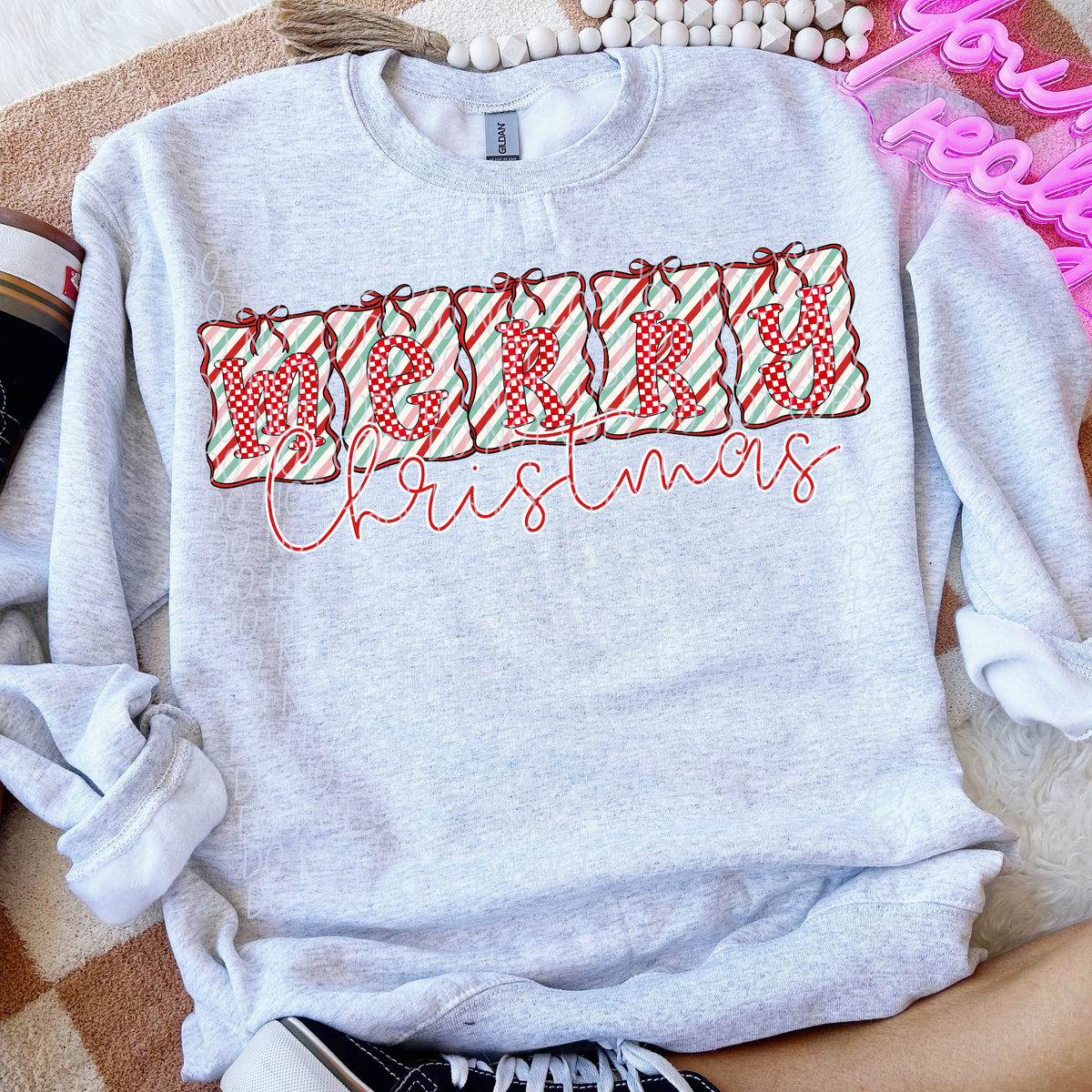 Merry Christmas banner red (City) DTF Transfer