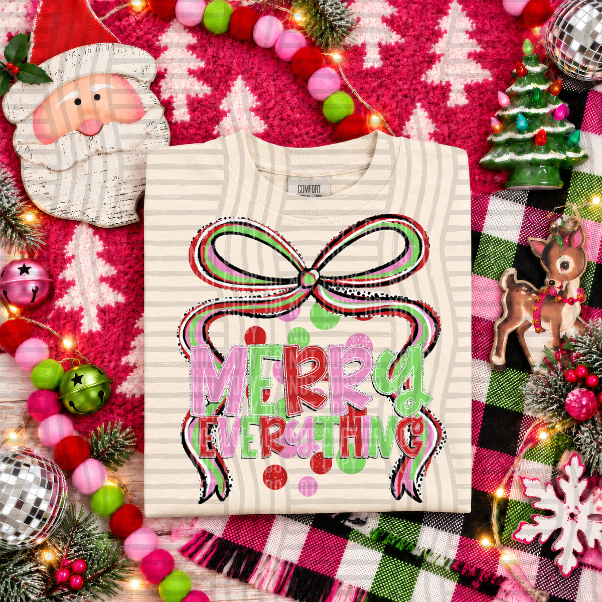 Merry everything stacked with bow (caplinger) DTF Transfer