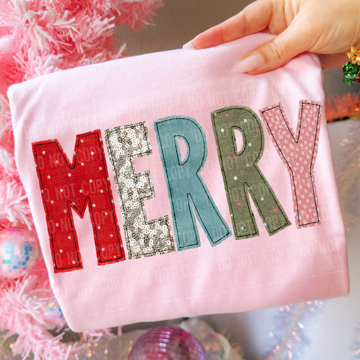 Merry faux embroidery (SBB) DTF transfer