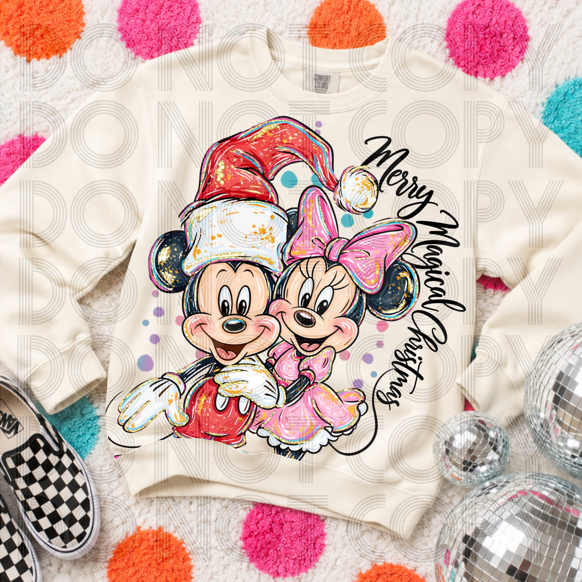 Merry magical Christmas girl and boy mouse (Renewed) DTF Transfer