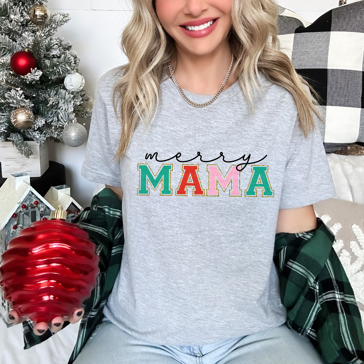 Merry Mama Faux Glitter Colorful Font 116631 DTF Transfer