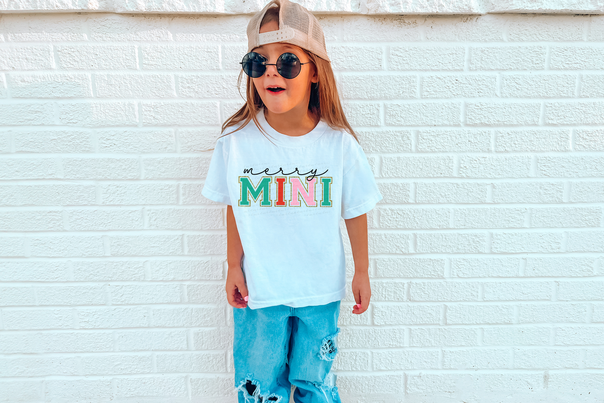 Merry Mini Faux Glitter Colorful Font 116632 DTF Transfer