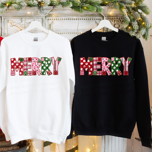Merry-Red Green Pink Dot and Plaid Font (CITY)DTF Transfer