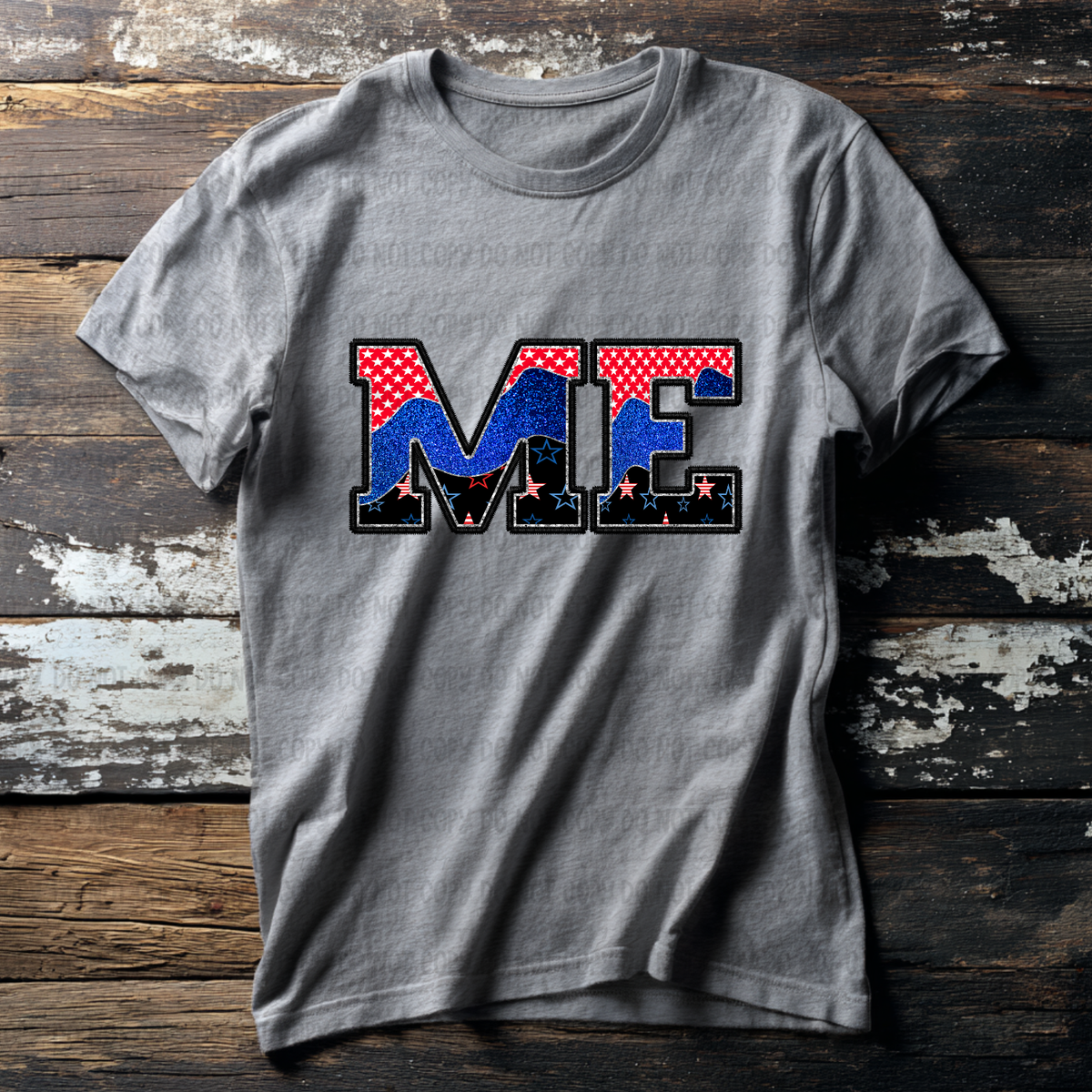 ME (red blue and black filled) (Revel) DTF Transfer