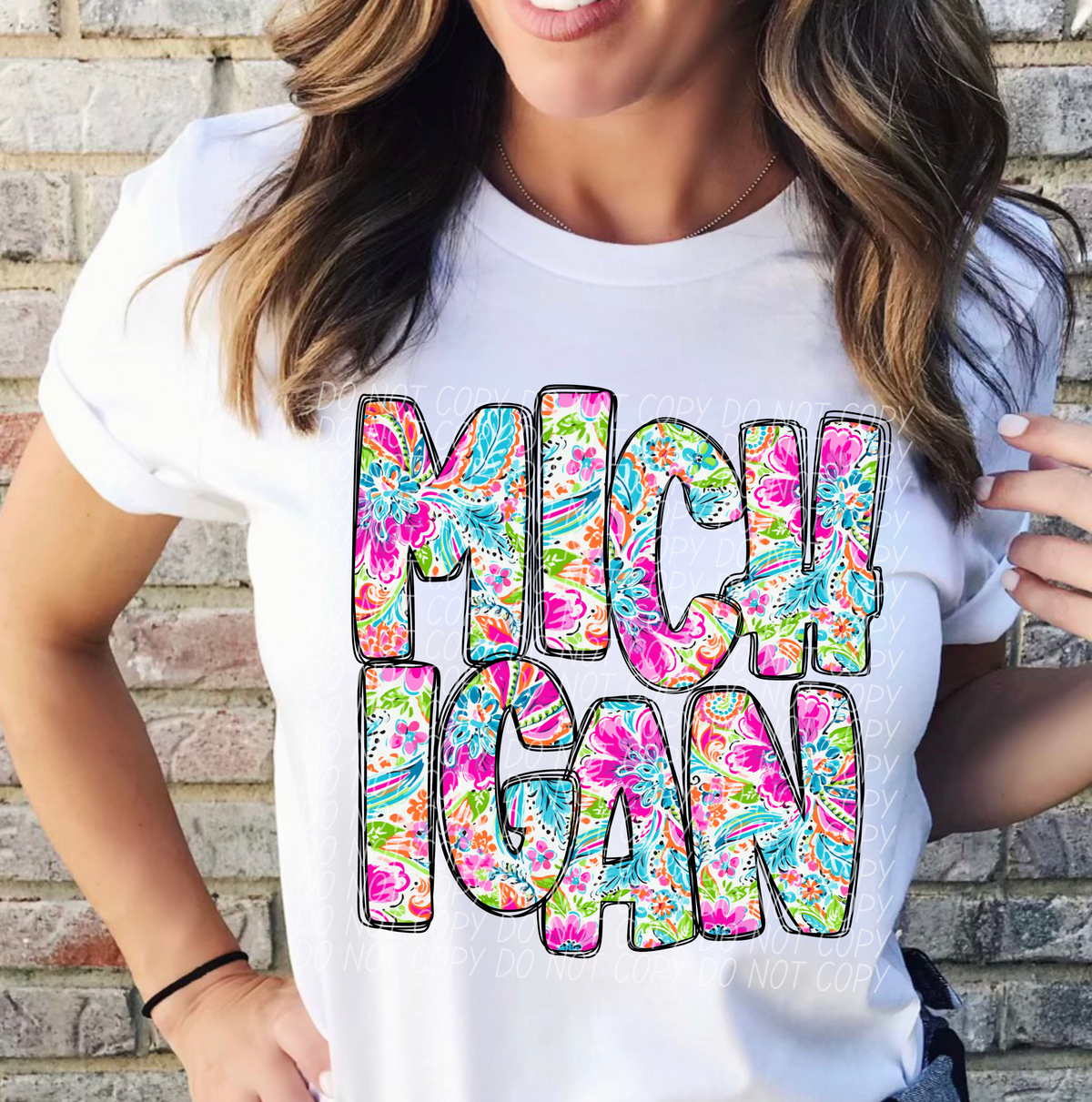 Michigan floral STACKED CITY DTF transfer
