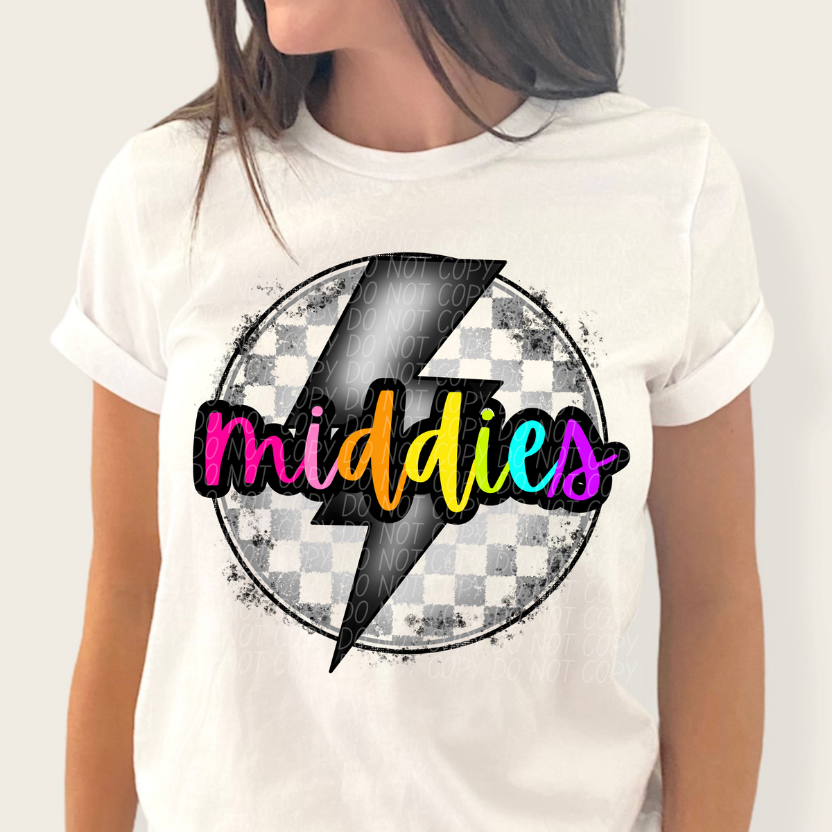 Middies BRIGHT COLORS FONT lightning bolt circle CITY DTF transfer