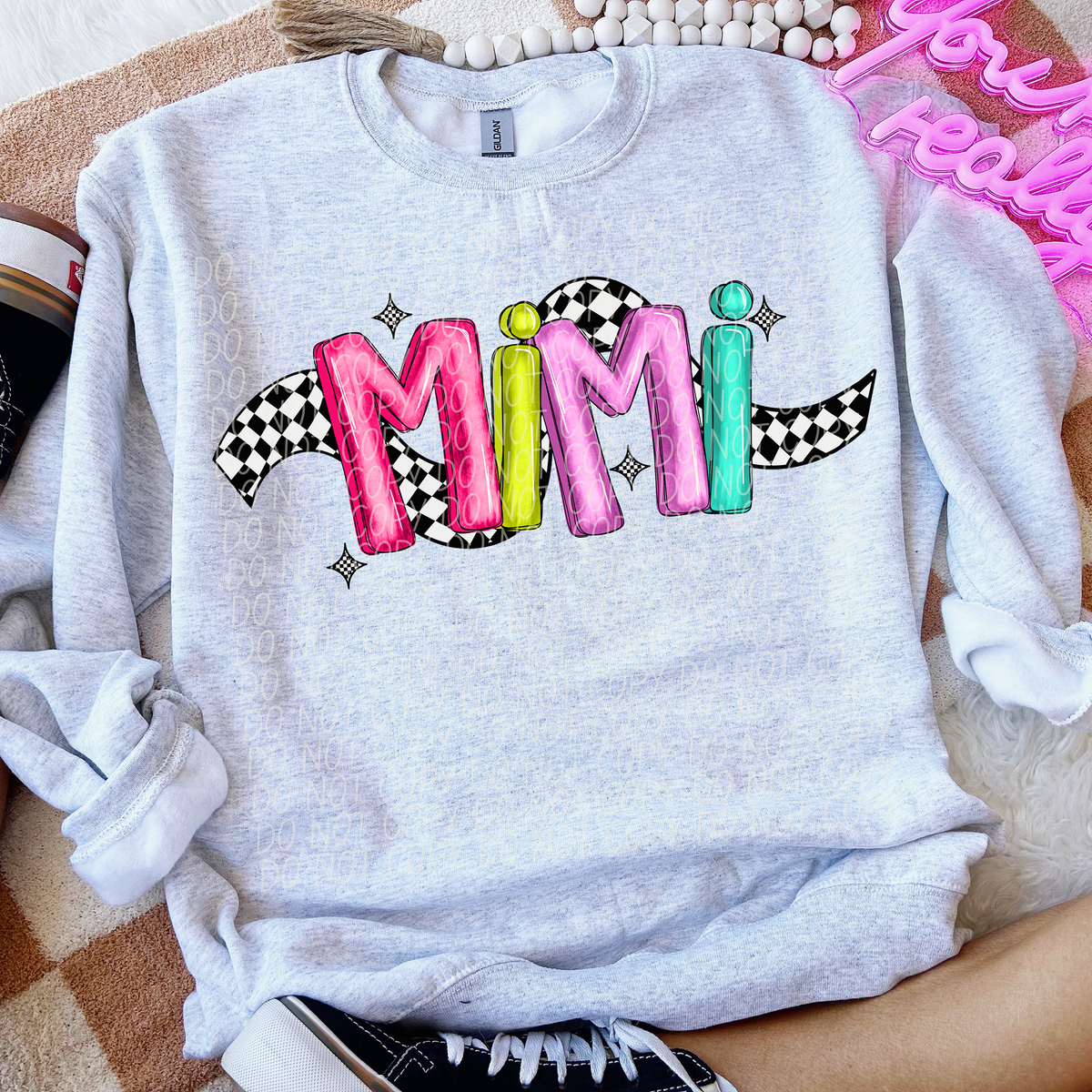 Mimi Colorful Checker 74285 DTF Transfer