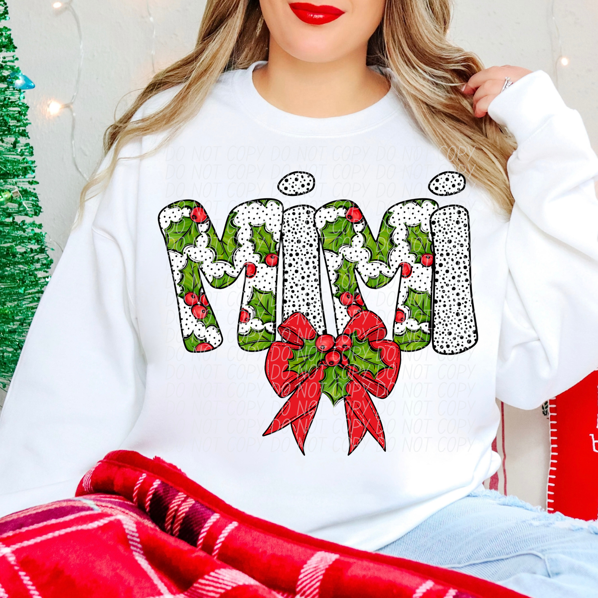 Mimi Holly Leaves with Bow (City) DTF transfer