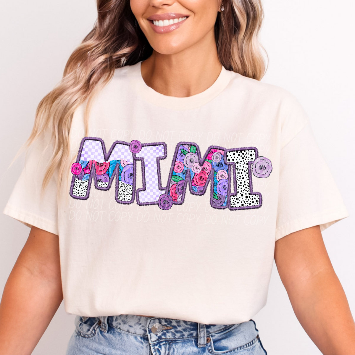 Mimi Floral Purple Checkered (CITY) DTF transfer