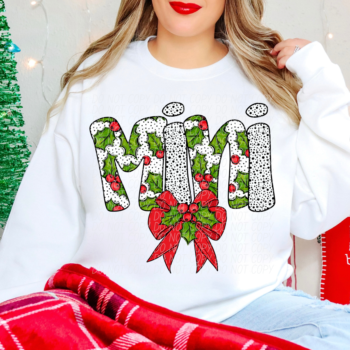 Mini Holly Leaves with Bow (City) DTF transfer