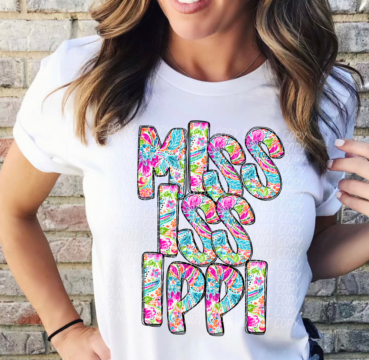 Mississippi floral STACKED CITY DTF transfer