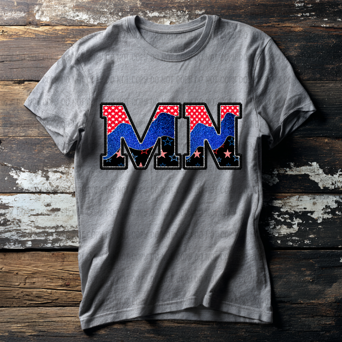 MN (red blue and black filled) (Revel) DTF Transfer