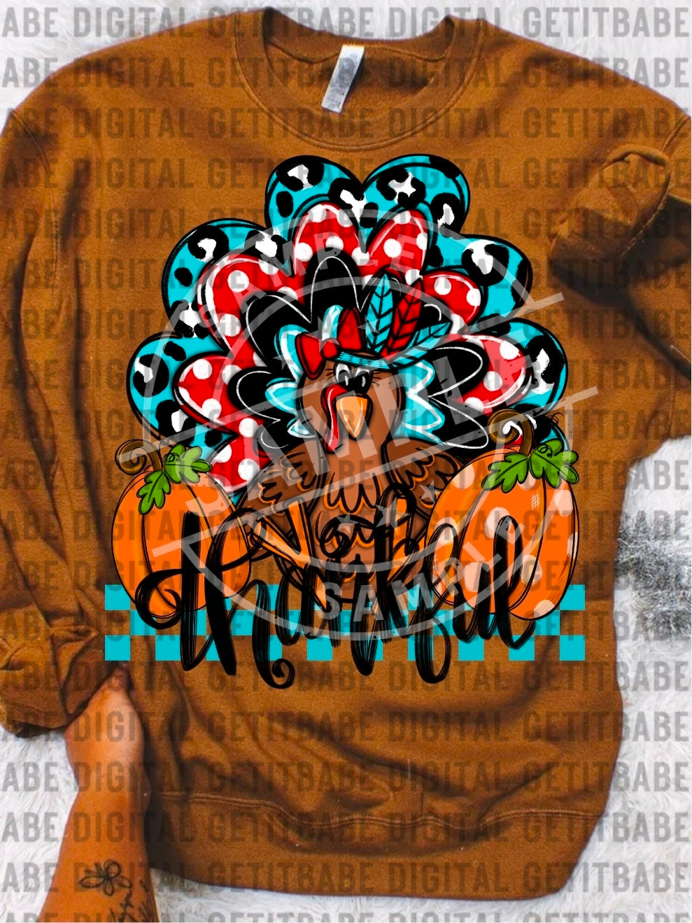 Thankful colorful turkey DTF Transfer