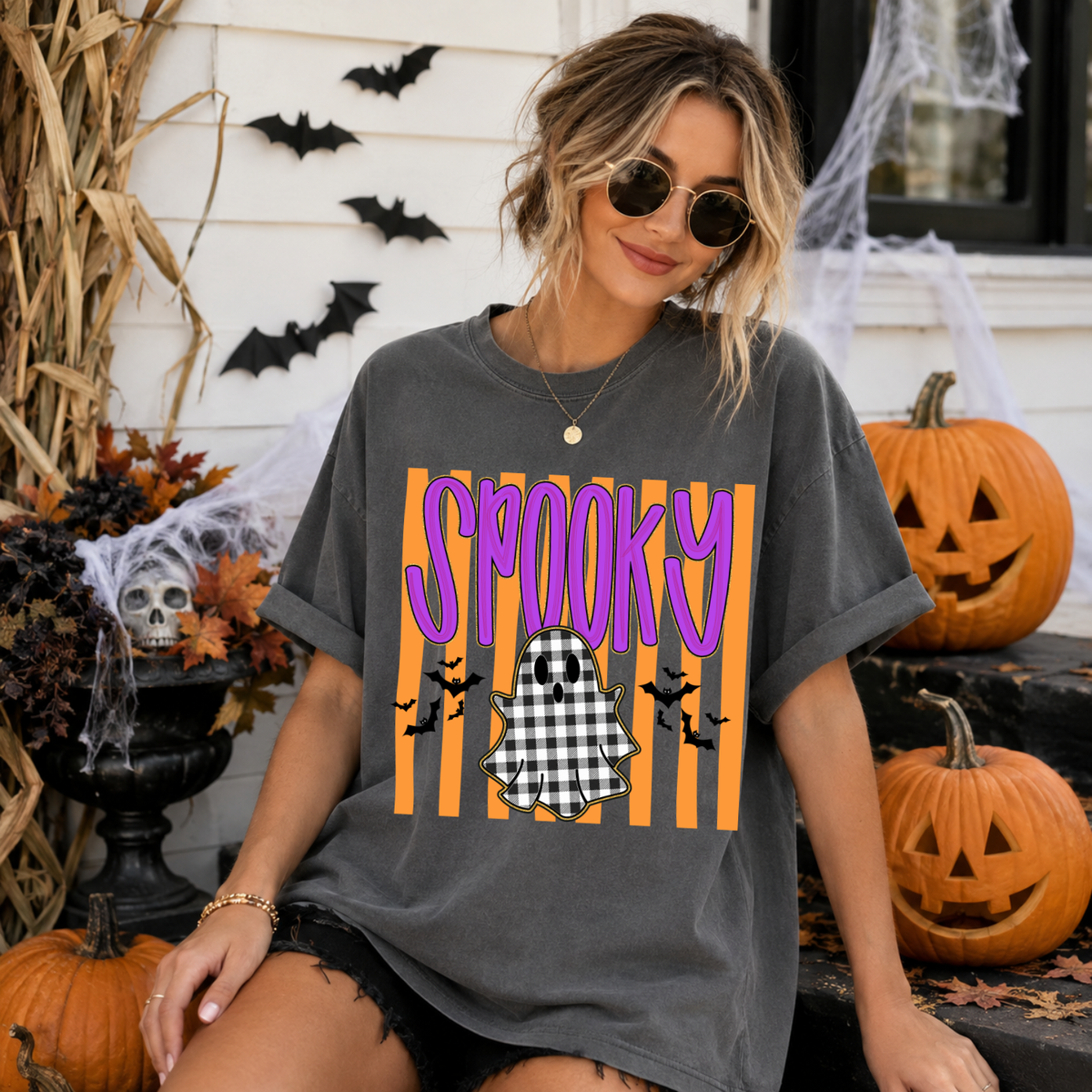 Spooky plaid ghost (Parker) DTF Transfer