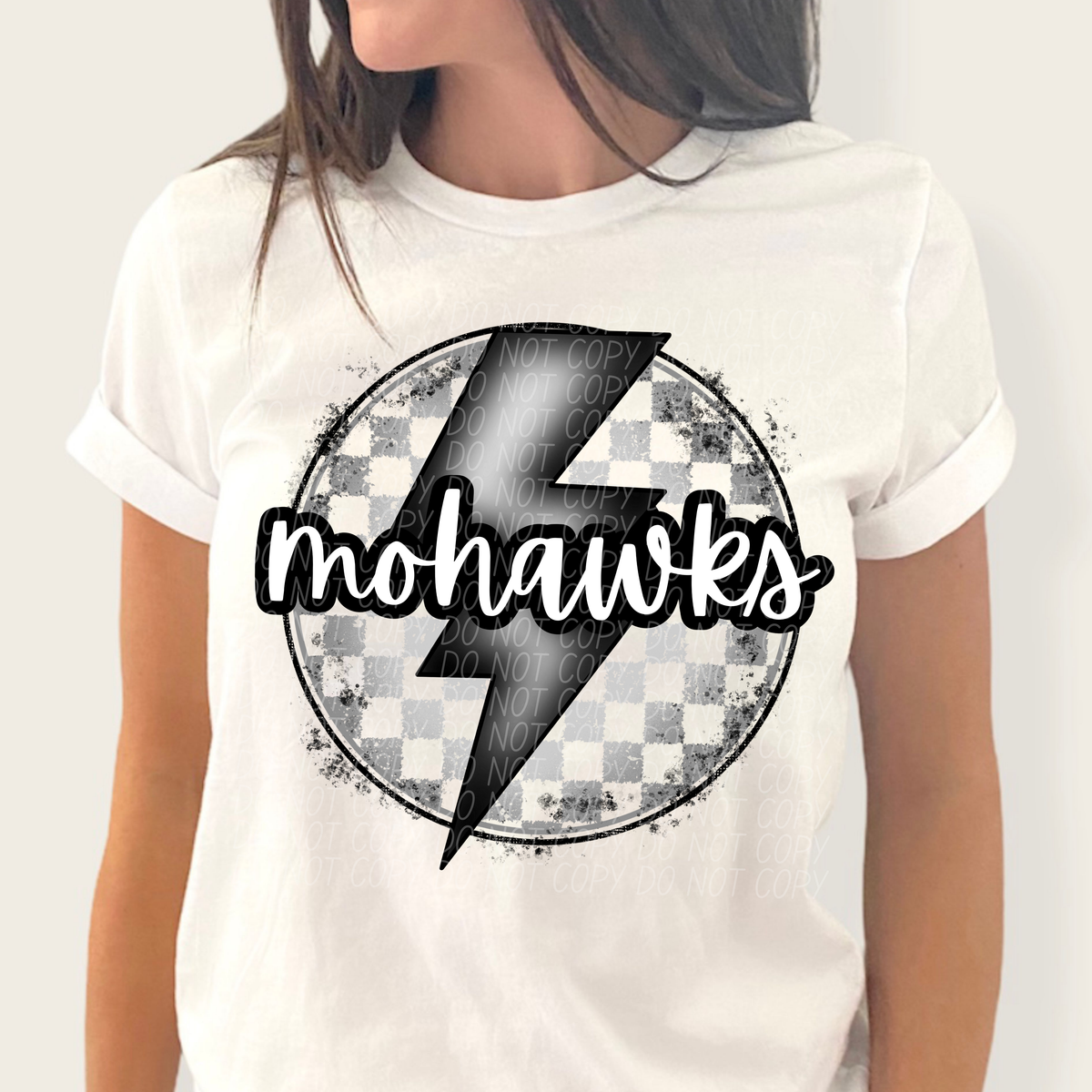 Mohawks grey/silver lightning bolt circle CITY DTF transfer